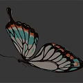 Colorful Butterfly With Spread Wings Blue Orange Patterns And Reflection