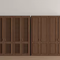 Modern Brown Wooden Wardrobe With Louvered And Panel Doors For Bedroom Interior