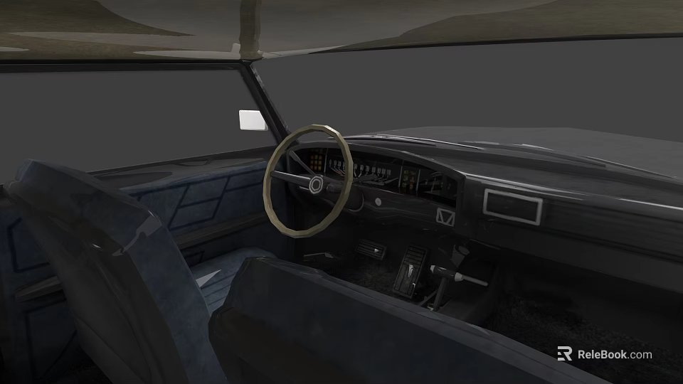 Well-designed car interior with steering wheel dashboard and comfortable seats 3d model 