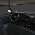 Well-designed car interior with steering wheel dashboard and comfortable seats