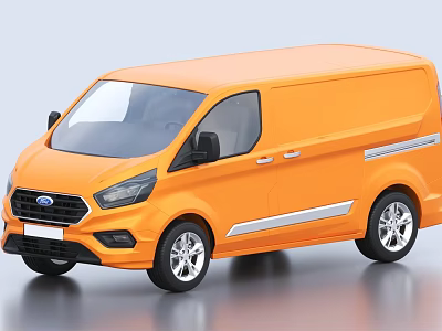 Orange Ford Transit Van With Silver Side Stripes And Alloy Wheels 3d model