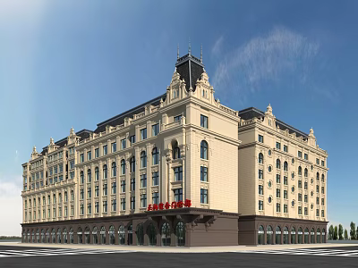 Classical European Style Residential Building Exterior With Multi Story Design And Architectural Details 3d model