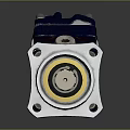 Industrial Hydraulic Motor Blue Metal Housing Silver Shaft Flange Mounting Design