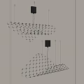 Modern Geometric Grid Design Chandelier With Small Hanging Lights For Minimalist Interior