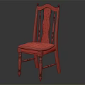 Classic Wooden Leisure Chair With Carved Backrest And Striped Fabric Seat