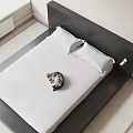 Modern Double Bed Interior Design With Minimalist Headboard White Bedding And Decorative Lighting