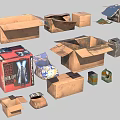 Assorted Cardboard Boxes in Various Sizes Open and Closed Packaging Containers 3d model