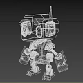 Cute Q Version Game Animation Robot Character With Big Glowing Eyes White Blue Gray Orange