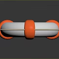 White And Orange Lifebuoy With Beige Frame On Black Background With Reflection 3d model