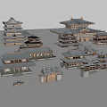 Ancient Architecture Models Featuring Traditional Temple Pagoda And Roof Structures