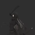 Woman In Black Outfit With Long Hair Holding Two Swords On Dark Background