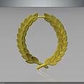 Decorative Golden Laurel Wreath on Black Background with Shiny Reflection 3d model