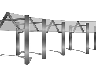 Modern Pergola Design With Steel Columns Transparent Roof And Triangle Frame Structure 3d model