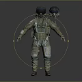 Human Pilot Character in Military Flight Suit with Helmet and Gear