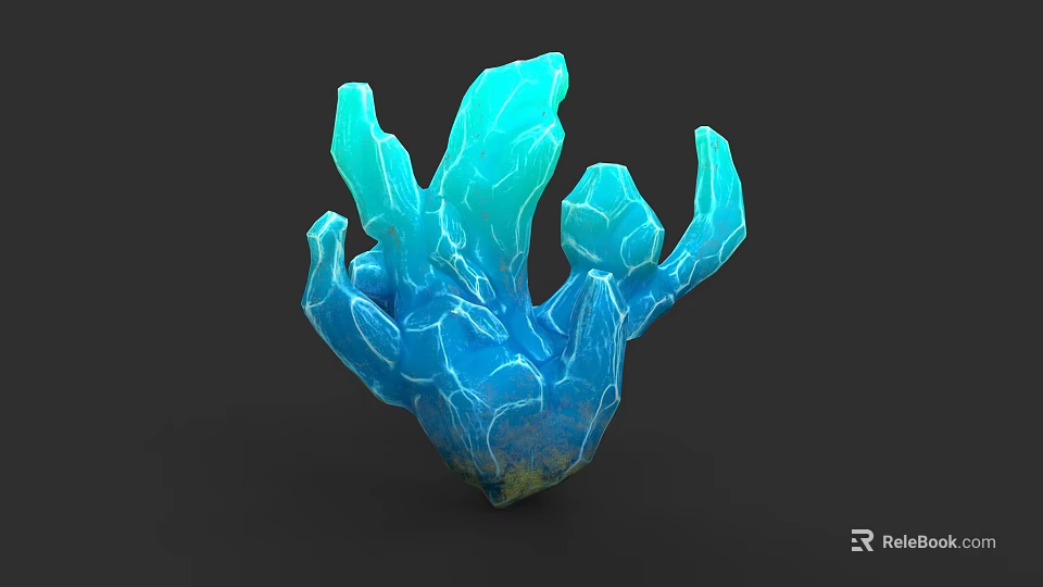 Blue Crystal Sculpture with Irregular Protrusions Gradient Color and Detailed Surface Texture 3d model 