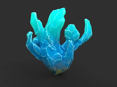 Blue Crystal Sculpture with Irregular Protrusions Gradient Color and Detailed Surface Texture 3d model