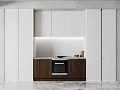 Modern Kitchen With White Cabinets And Marble Countertop 3d model