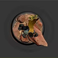 Game Movie Character Male Warrior Holding Flag On Dynamic Fiery Circular Base Design