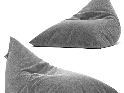 Comfortable Gray Bean Bag Chairs With Soft Fabric For Living Room Decor 3d model