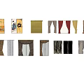 Various Curtain Styles With Different Colors And Patterns For Home Decoration 3d model