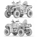 Orange All Terrain Vehicle ATV Front And Rear Views