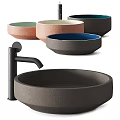 Colorful Vessel Washbasins Round Shape Various Colors With Black Faucet Modern Bathroom Design