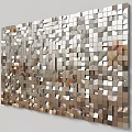 Geometric Square Metallic Wall Hanging With Reflective Surface For Modern Home Decor 3d model