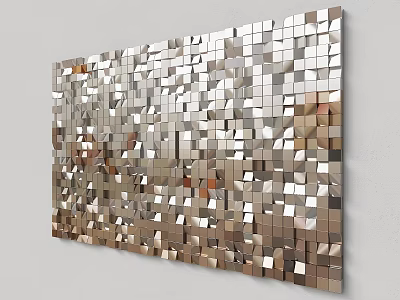 Geometric Square Metallic Wall Hanging With Reflective Surface For Modern Home Decor 3d model