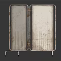 Open Rusted Metal Screen with Foldable Design Stand in Dark Background 3d model
