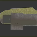 Industrial Cylindrical Storage Tank With Control Building Metal Stairs And Green Ground Base