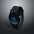 Modern Digital Smartwatch With Black Strap Round Display Showing Time Date And Weather
