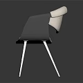 Stylish Modern Leisure Chair With White Upholstered Seat Black Armrests And Silver Metal Legs