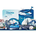 Shanghai June 20 2022 Story Planet 3D Ocean Decor With Whale Mermaid Waves Coral