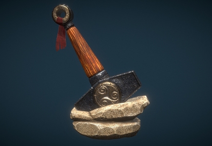 Hammer Warhammer PBR Cold Weapon Short Hammer Orc Hammer European Hammer 3d model