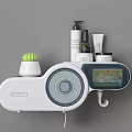 Wall Mounted White Multifunctional Storage Organizer With Toiletries Cactus Plant Tissue Roll And Hook