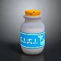 Decorative Ornament White Bottle Featuring Blue Whale Pattern And Yellow Perforated Cap