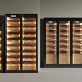 Modern Cigar Humidors With Multiple Sizes Sleek Design Wooden Shelves And LED Lighting