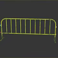 Yellow Metal Construction Site Safety Barrier With Rusty Details And Reflective Surface