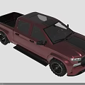 Burgundy Double Cab Pickup Truck with Black Roof Stripes Wheels and Running Boards