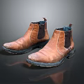 Brown Leather Chelsea Boots With Side Elastic Panels And Dark Worn Soles