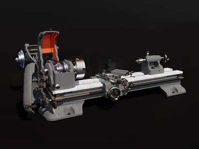 Industrial Lathe Machine With Metal Structure And Precision Components For Metalworking 3d model