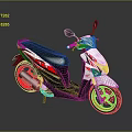 Modern White Black and Red Scooter with Red Wheels and Decorative Stripes