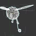 Cute Green Fluffy Creature With Big Eyes White Wings And Long Tail