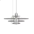 Modern Circular Pendant Light With Glass Layers Metal Frame And Edison Bulb For Interior
