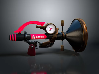 Vintage Pepsi Themed Device With Red Accents Pressure Gauge And Horn Shaped Front 3d model
