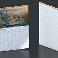 2024 February Desk Calendar With Thai Temple Wat Rong Khun Canvas Back Spiral Bound