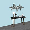 Modern Console Table With Table Lamp Vase And Geometric Wall Decor 3d model