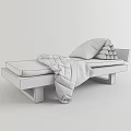 Modern Kids Bed With Dark Wooden Frame White Mattress Striped Sheet Floral Blanket And Striped Pillow