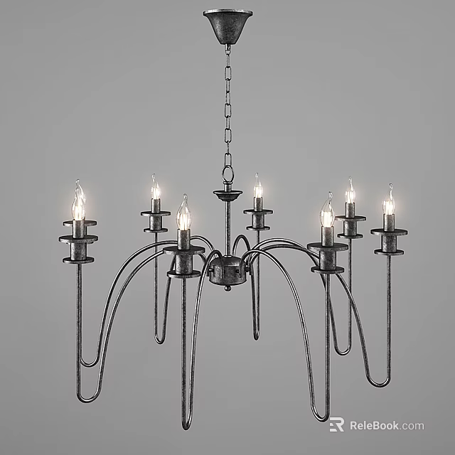 Classic Metal Chandelier With Multiple Arms And Candle Shaped Bulbs For Interior Design 3d model 