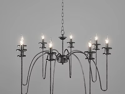 Classic Metal Chandelier With Multiple Arms And Candle Shaped Bulbs For Interior Design 3d model